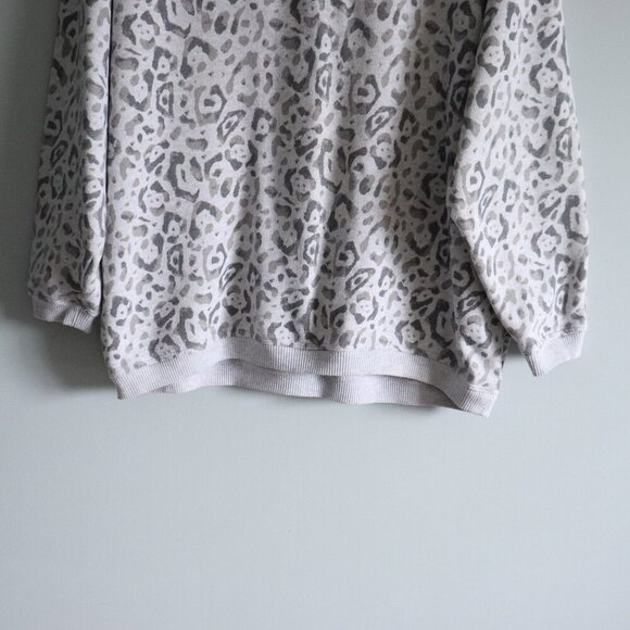 Aerie Women's Sz S Cream Animal Print Oversized 1/4 Zip Relaxed Pullover Sweater - Picture 10 of 16